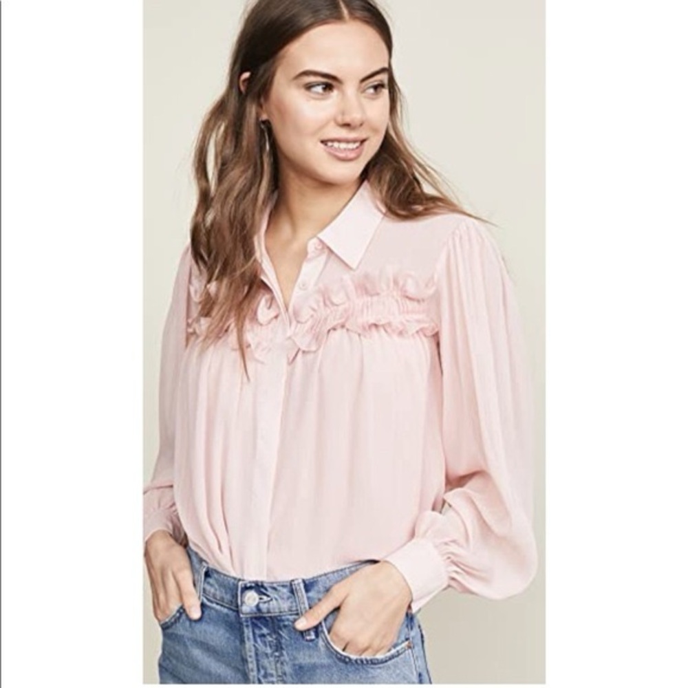 Endless Rose chiffon button down pink blouse size medium - Picture 1 of 7